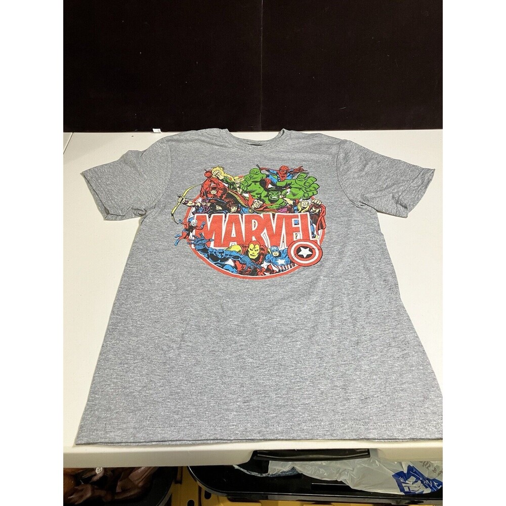 Marvel T Shirt Mens Size Small Solid Gray Short Sleeve Graphic Print Hulk Thor